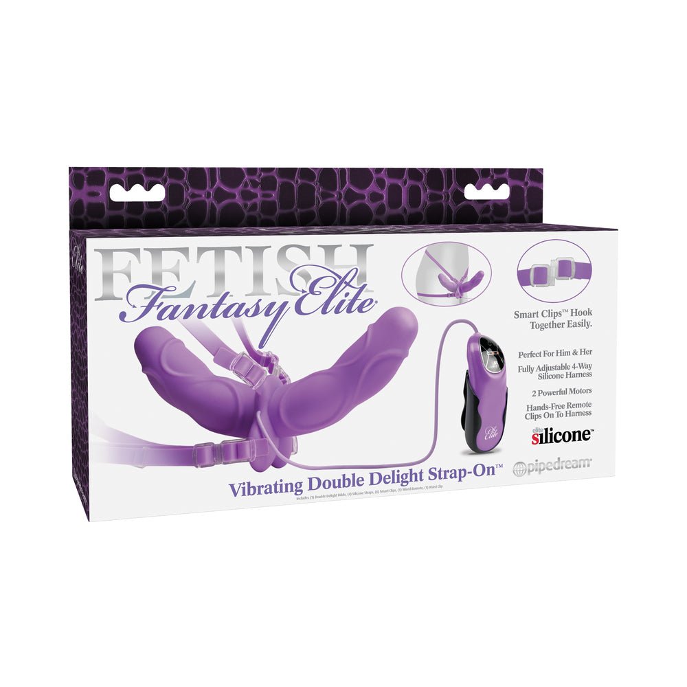 Elite Vibrating Double Delight Strap On 10 Inches - Purple-blank-Sexual Toys®