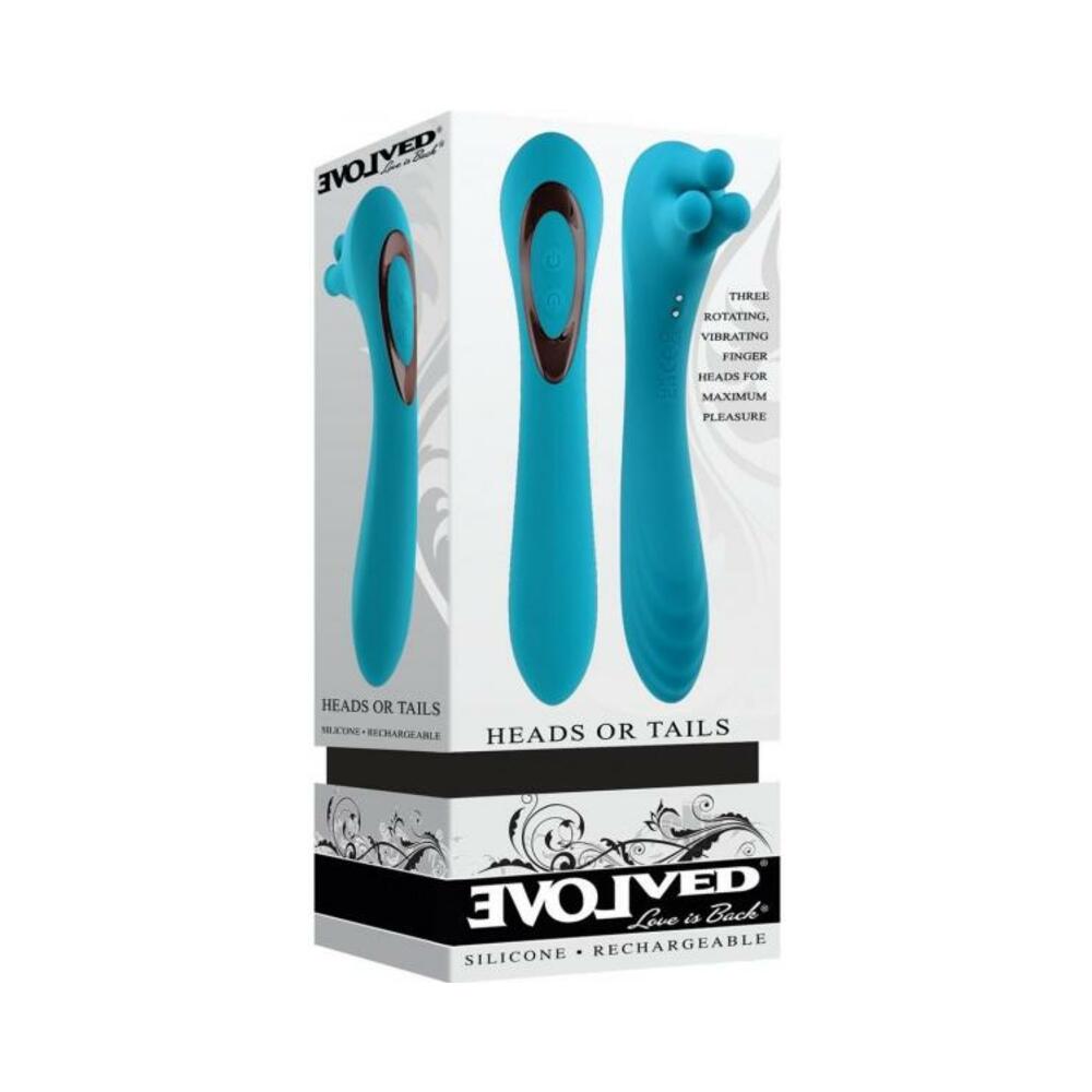 Evolved Heads Or Tails Rechargeable Silicone Vibrator Teal-blank-Sexual Toys®