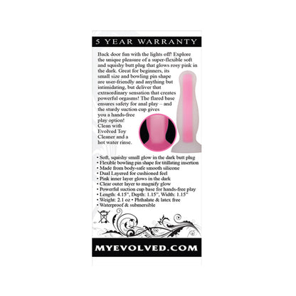 Evolved Luminous Silicone Butt Plug Small Pink-Evolved-Sexual Toys®