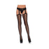 Faux Lace Up Dual Net Backseam With Attached Garter Belt O/s Black-blank-Sexual Toys®