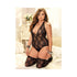 Floral Lace Deep V Lace Up Teddy & Stockings Plus Size Black-blank-Sexual Toys®