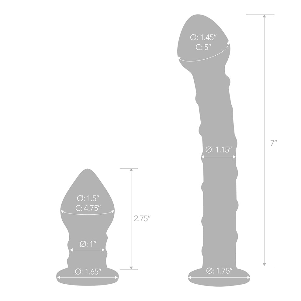 Glas 2-piece Double Penetration Glass Swirly Dildo &amp; Butt Plug Set-Electric Eel-Sexual Toys®