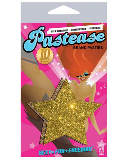 Gold Glitter Rock Star Pasties O/S-Pastease Brand Pasties-Sexual Toys®