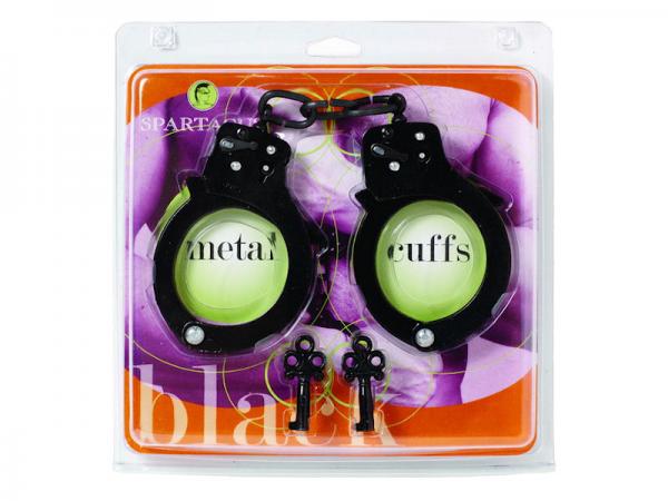 Handcuffs Black Coated Steel Single Lock - Black-blank-Sexual Toys®