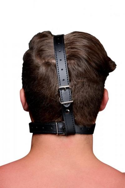 Head Harness With 1.65 Inches Ball Gag Black Leather-Strict-Sexual Toys®