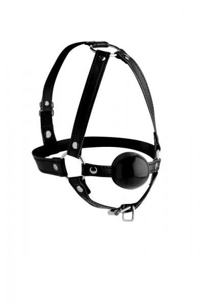 Head Harness With 1.65 Inches Ball Gag Black Leather-Strict-Sexual Toys®