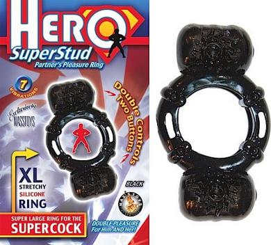 Hero Super Stud Partners Pleasure Ring XL Stretchy Silicone Ring Black-blank-Sexual Toys®