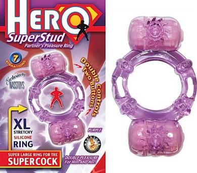 Hero Super Stud Partners Pleasure Ring XL Stretchy Silicone Ring Purple-blank-Sexual Toys®