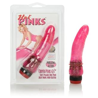 Hot Pinks Curved Penis 6.25 inches Vibrating Dong-Hot Pinks-Sexual Toys®