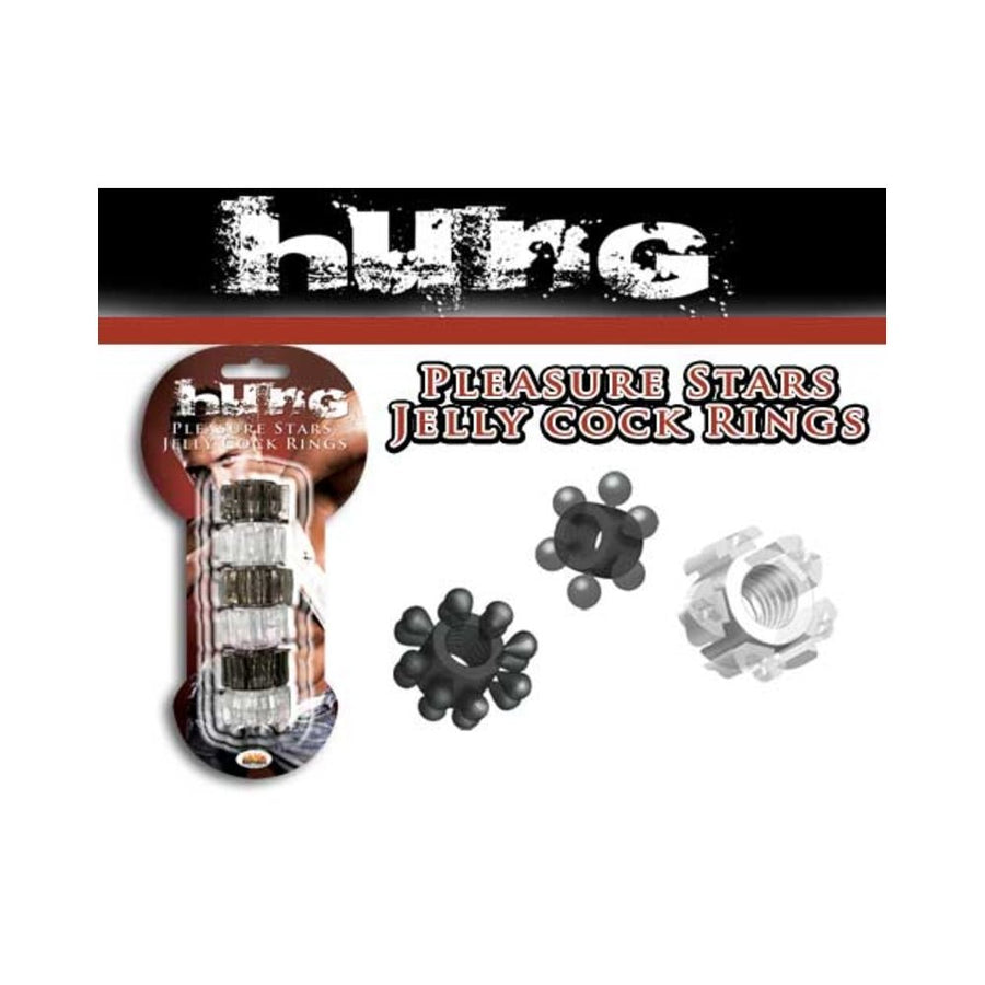 Hung Pleasure Stars Jelly Cock Rings Black/clear 6 Pack-blank-Sexual Toys®