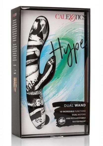 Hype Dual Wand Rabbit Style Vibrator Black White-Hype-Sexual Toys®