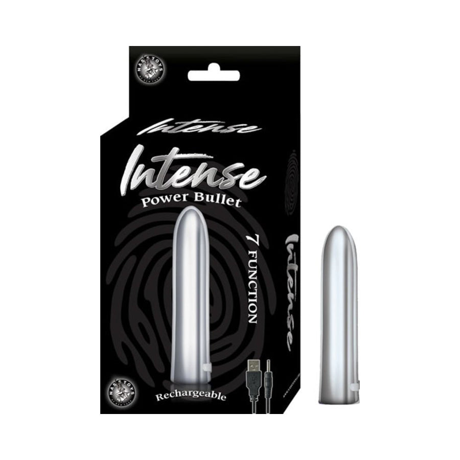 Intense Power Bullet Rechargeable 7 Function Usb Cord Included Waterproof Silver-Nasstoys-Sexual Toys®
