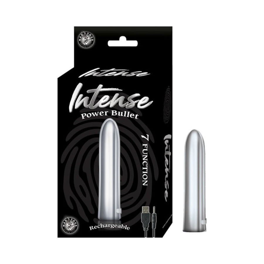 Intense Power Bullet Rechargeable 7 Function Usb Cord Included Waterproof Silver-Nasstoys-Sexual Toys®
