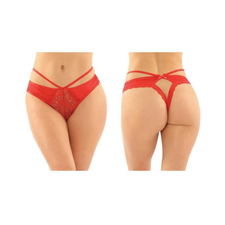 Kalina Strappy Microfiber And Lace Thong With Back Cutout 6-pack L/xl Red-blank-Sexual Toys®