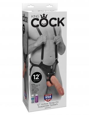 King Cock 12 inches Hollow Strap On Suspender Beige-Pipedream-Sexual Toys®