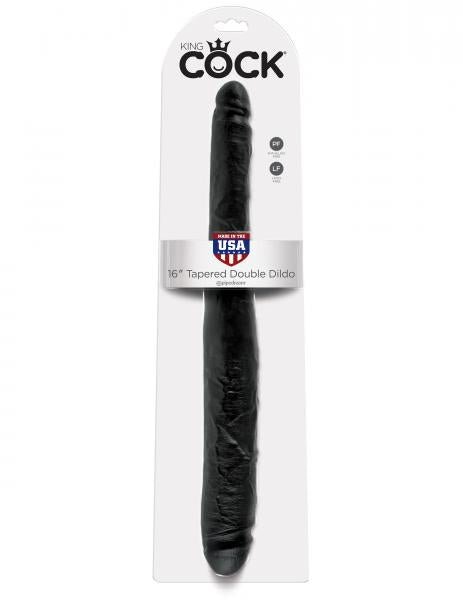 King Cock 16&quot; Tapered Double Dildo - Black-Pipedream-Sexual Toys®
