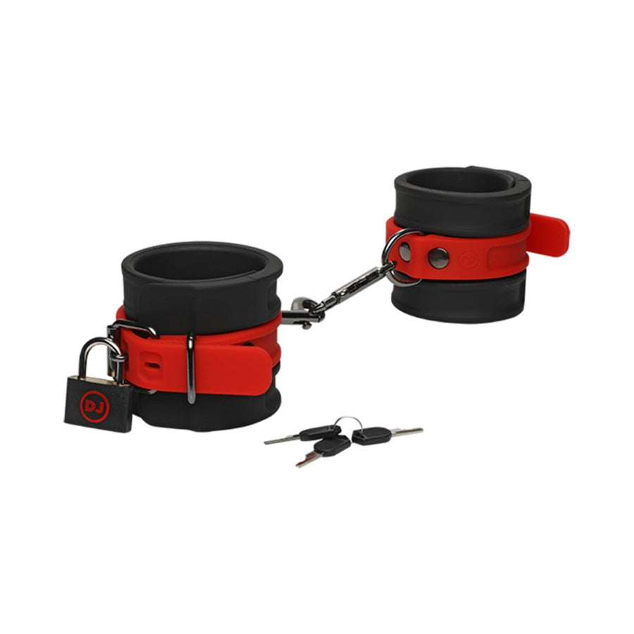 Kink By Doc Johnson Silicone Wrist Cuffs Black&amp;red-Doc Johnson-Sexual Toys®
