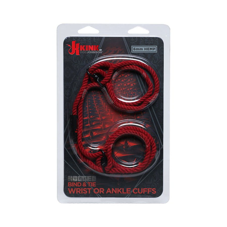 Kink Hogtied Bind &amp; Tie Hemp Wrist Or Ankle Cuffs Red-Doc Johnson-Sexual Toys®