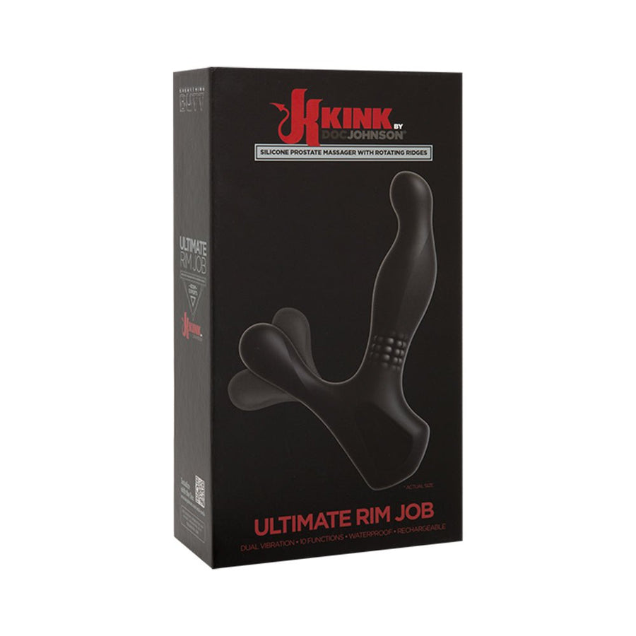 Kink - The Ultimate Rimmer Job Vibrating Silicone Prostate Massager With Rotating Ridges Black-Doc Johnson-Sexual Toys®