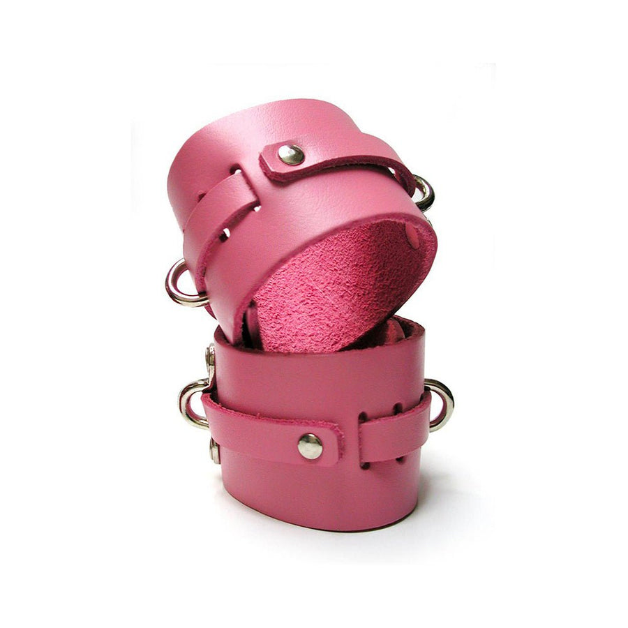Kinklab Pink Bound Leather Wrist Cuffs-Stockroom-Sexual Toys®