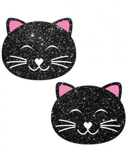 Kitty Black Glitter Cat Pasties O/S-Pastease Brand Pasties-Sexual Toys®