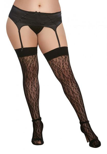 Leopard Fishnet Thigh High Dmd Black Queen O/s-blank-Sexual Toys®