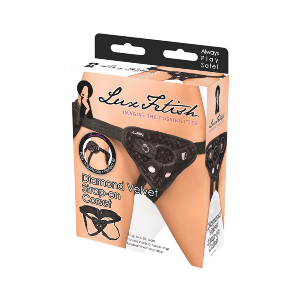 Lux Fetish Diamond Velvet Strap-On Corset Black-Electric Eel-Sexual Toys®