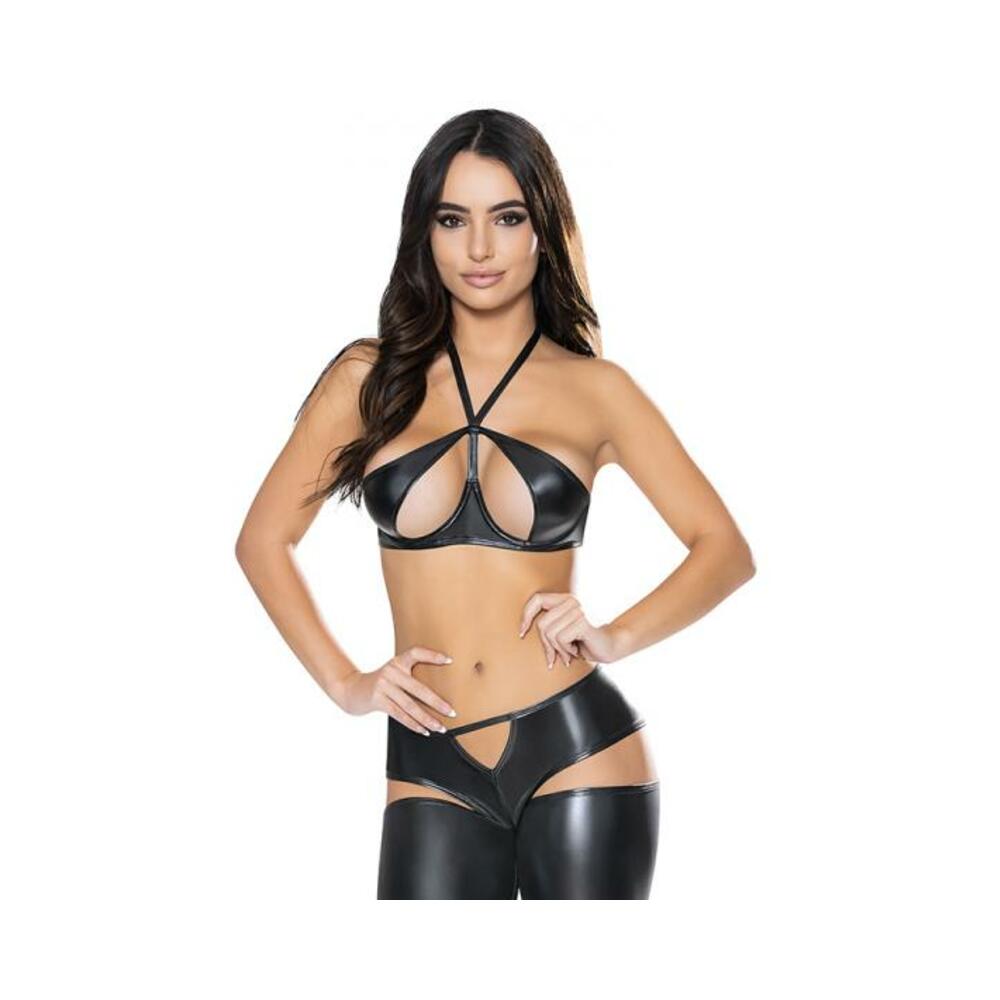 Magic Silk Liquid Onyx Halter Bra &amp; Cutout Pants Black L/xl-blank-Sexual Toys®