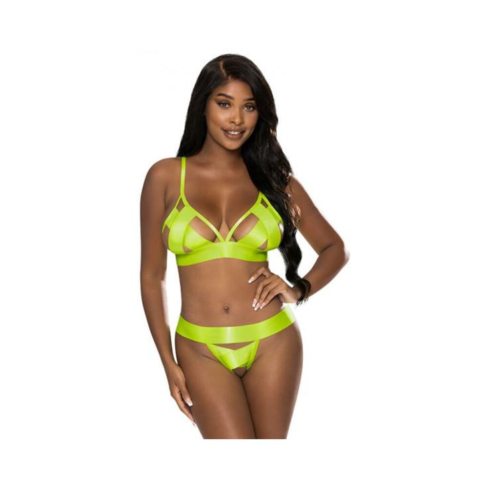 Magic Silk Strap Tease Bra &amp; Crotchless Panty Set Yellow L/xl-blank-Sexual Toys®