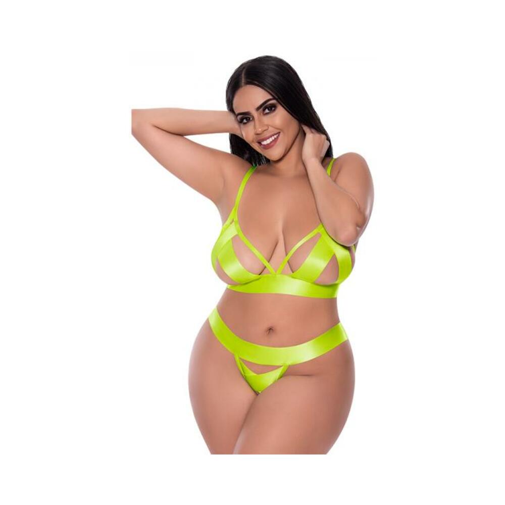 Magic Silk Strap Tease Bra &amp; Crotchless Panty Set Yellow Queen-blank-Sexual Toys®