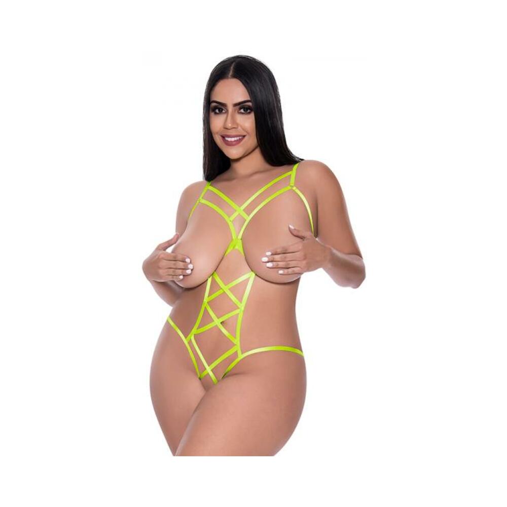 Magic Silk Strap Tease Cupless &amp; Crotchless Teddy Yellow Queen-blank-Sexual Toys®