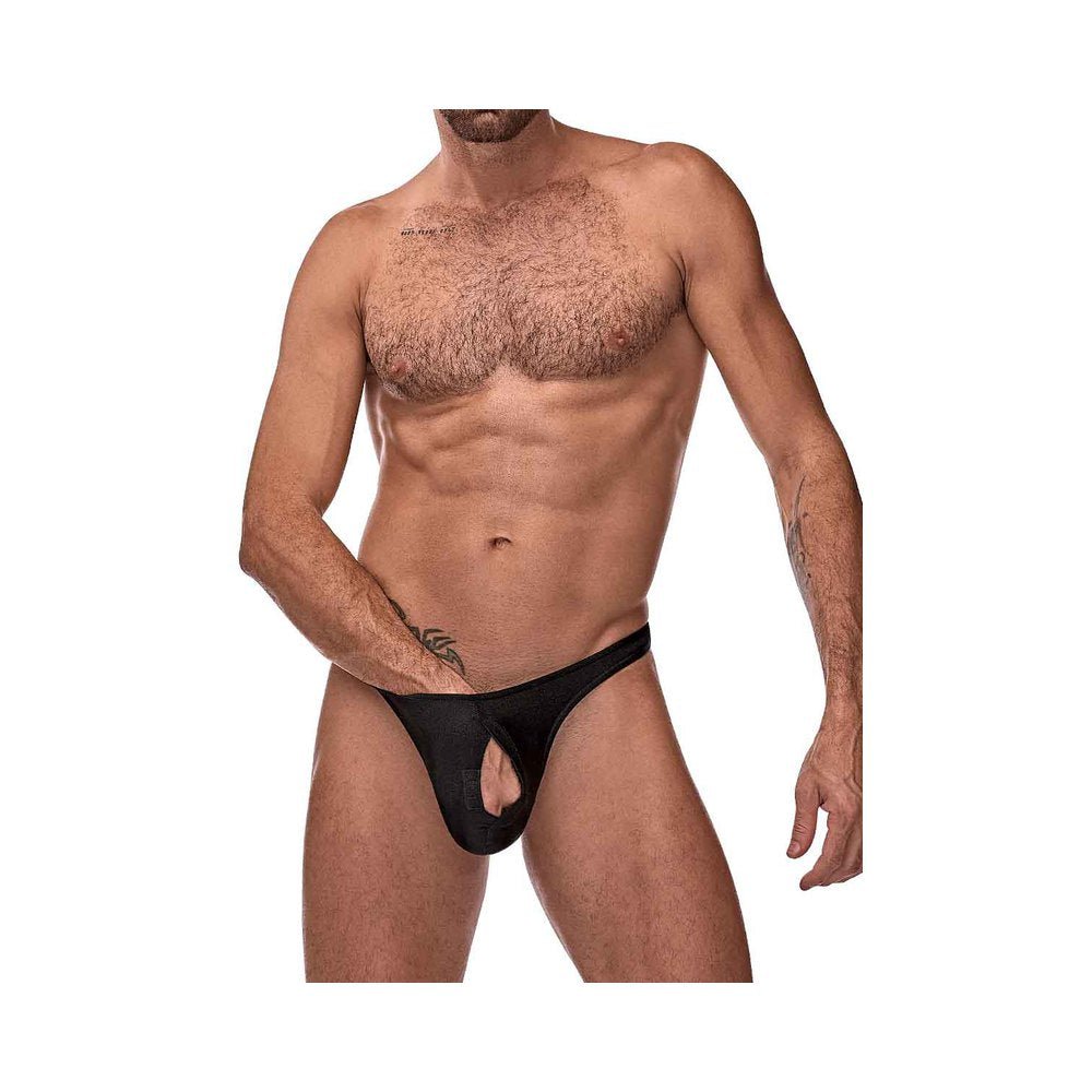 Male Power Nylon Lycra Pull Tab Thong Black OS-Male Power-Sexual Toys®