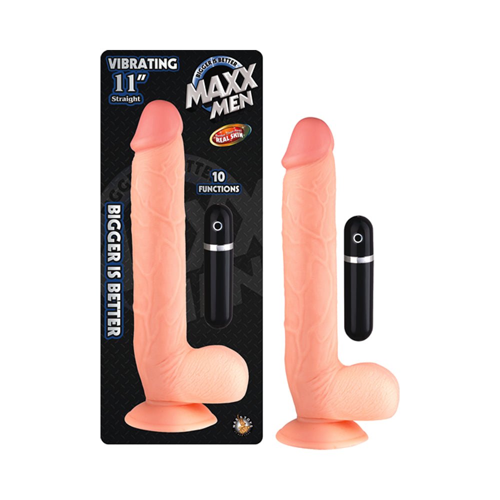 Maxx Men Vibrating 11 inches Straight Dong Beige-Nasstoys-Sexual Toys®