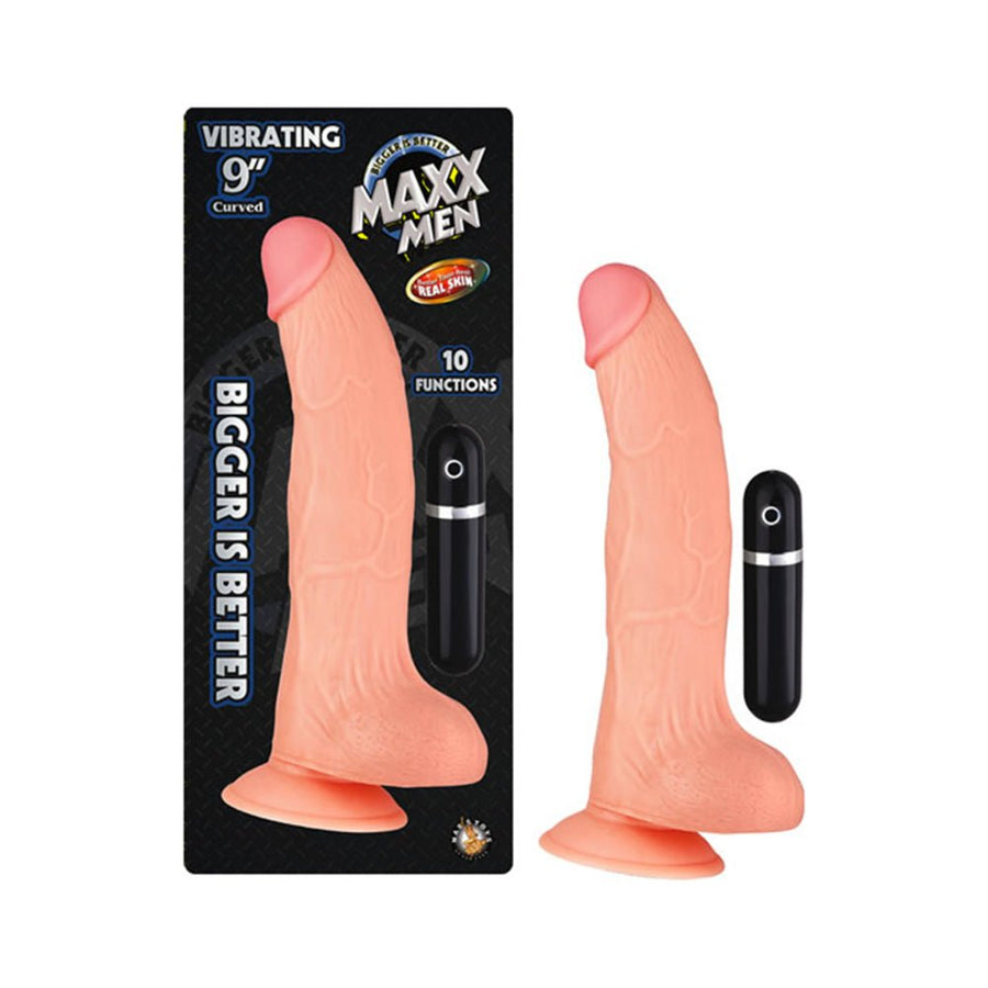 Maxx Men Vibrating 9 inches Curved Dong Beige-Nasstoys-Sexual Toys®