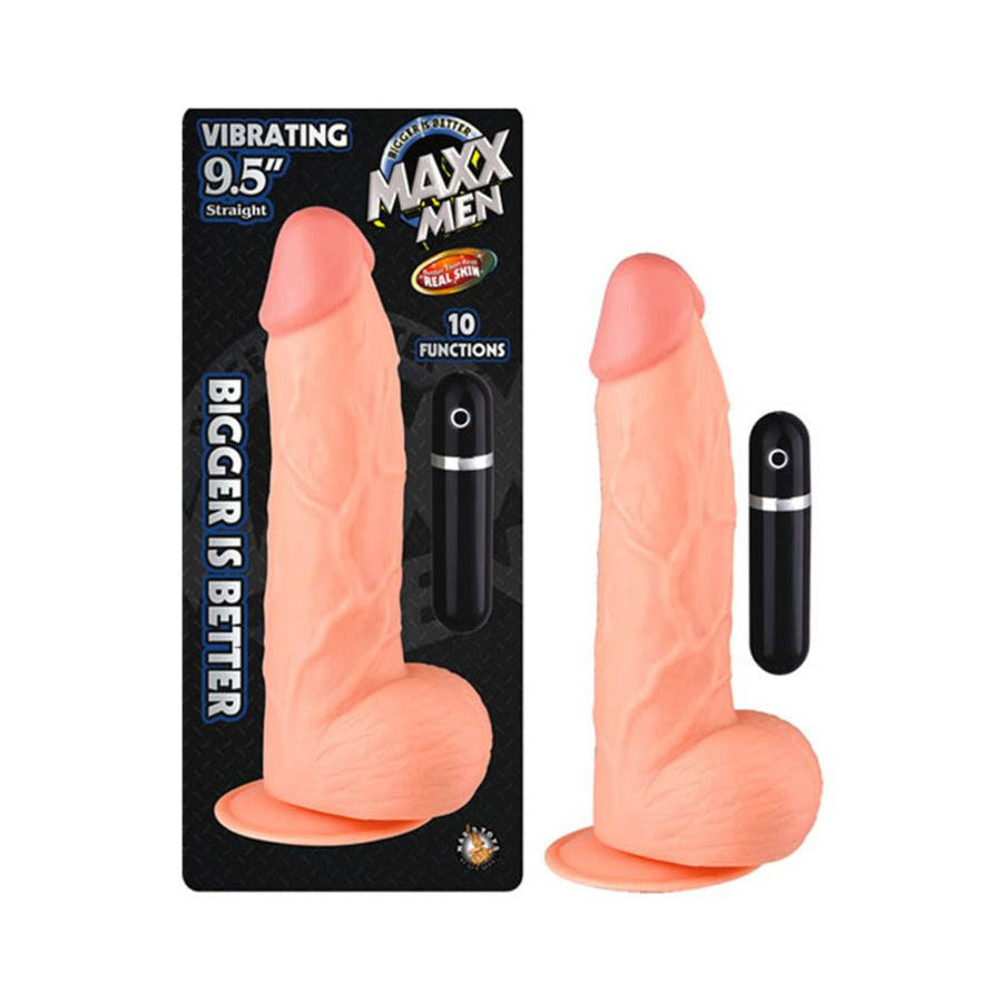 Maxx Men Vibrating 9.5in Straight Dong 10 Fuction Waterproof Flesh-Nasstoys-Sexual Toys®