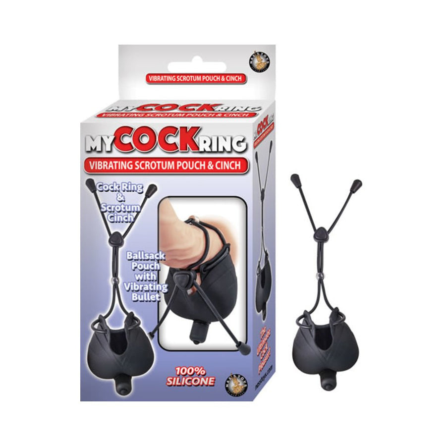 My Cock Ring Vibrating Scrotum Pouch &amp; Cinch With Bullet Silicone Waterproof Black-Nasstoys-Sexual Toys®