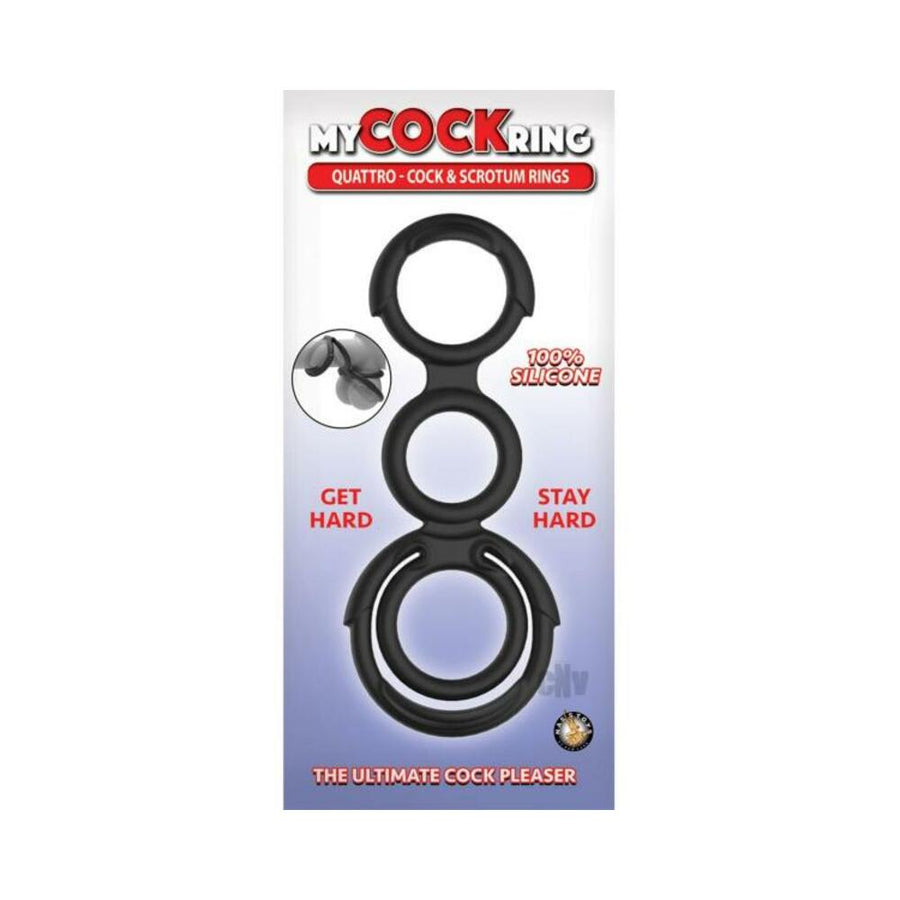 My Cockring Quattro Cock &amp; Scrotum Rings Black-Nasstoys-Sexual Toys®