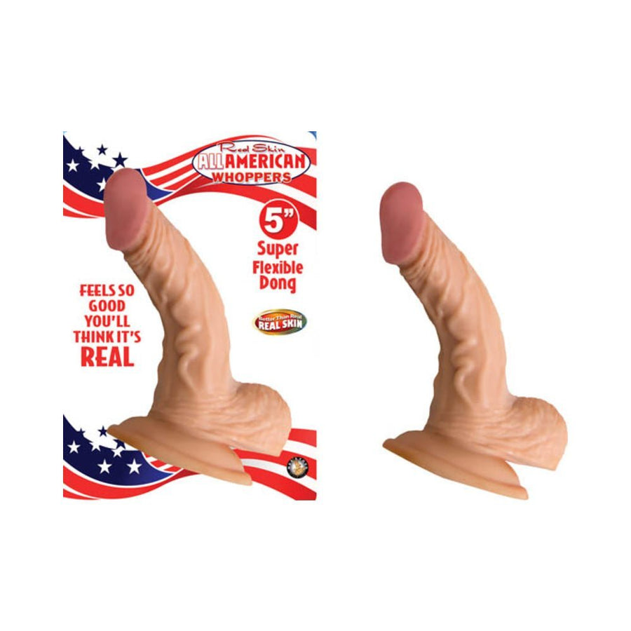 All American Whopper 5 inches Curved Dong, Balls Beige-Nasstoys-Sexual Toys®