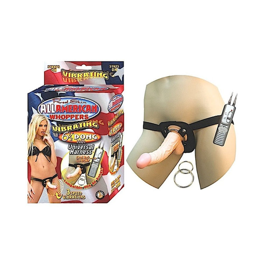 All American Whoppers 6.5in Vibrating Dong Universal Harness-Nasstoys-Sexual Toys®