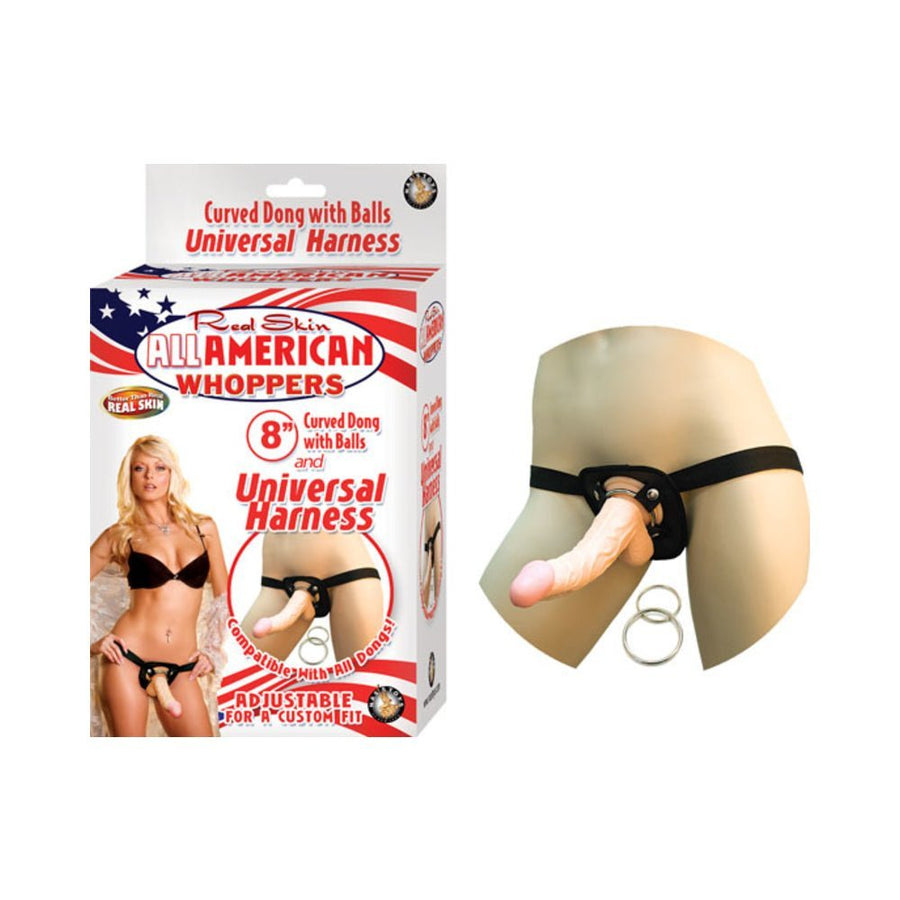 All American Whoppers 8 inches Dong &amp; Universal Harness Beige-Nasstoys-Sexual Toys®