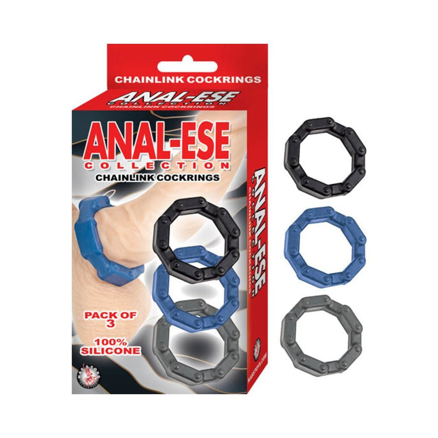 Anal-ese Collection Chainlink Cockrings Black,blue,grey-Nasstoys-Sexual Toys®