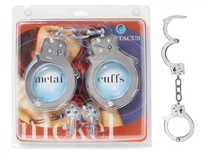 Nickel Coated Steel Handcuffs With Single Lock - Silver-blank-Sexual Toys®