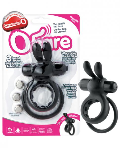 OHare Rabbit Vibrating Ring - Black-Screaming O-Sexual Toys®