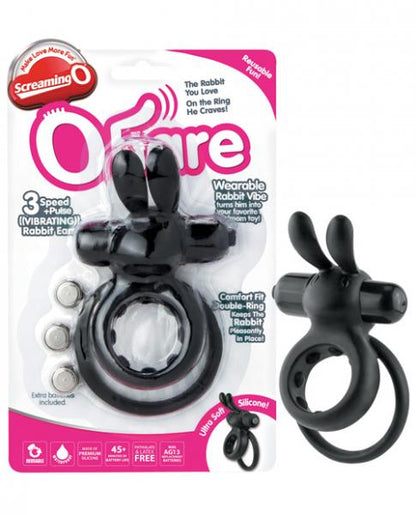 OHare Rabbit Vibrating Ring - Black-Screaming O-Sexual Toys®