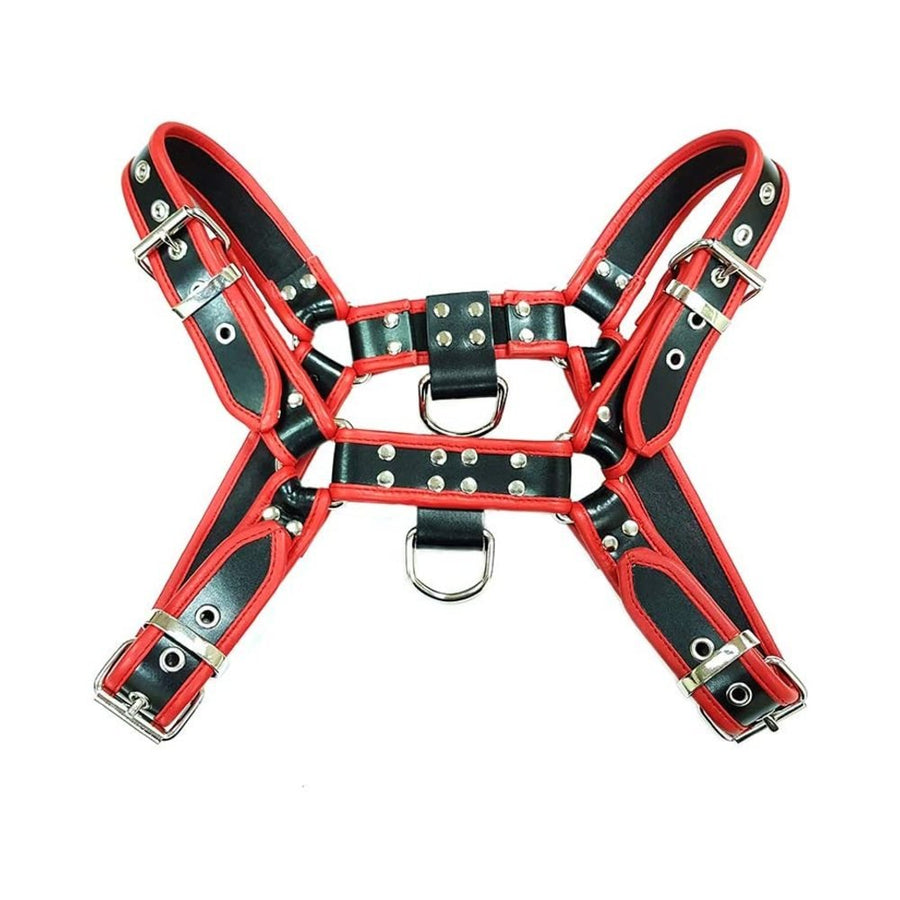 O.t.h Leather Harness - Black With Red Accessories Size Extra Large-blank-Sexual Toys®