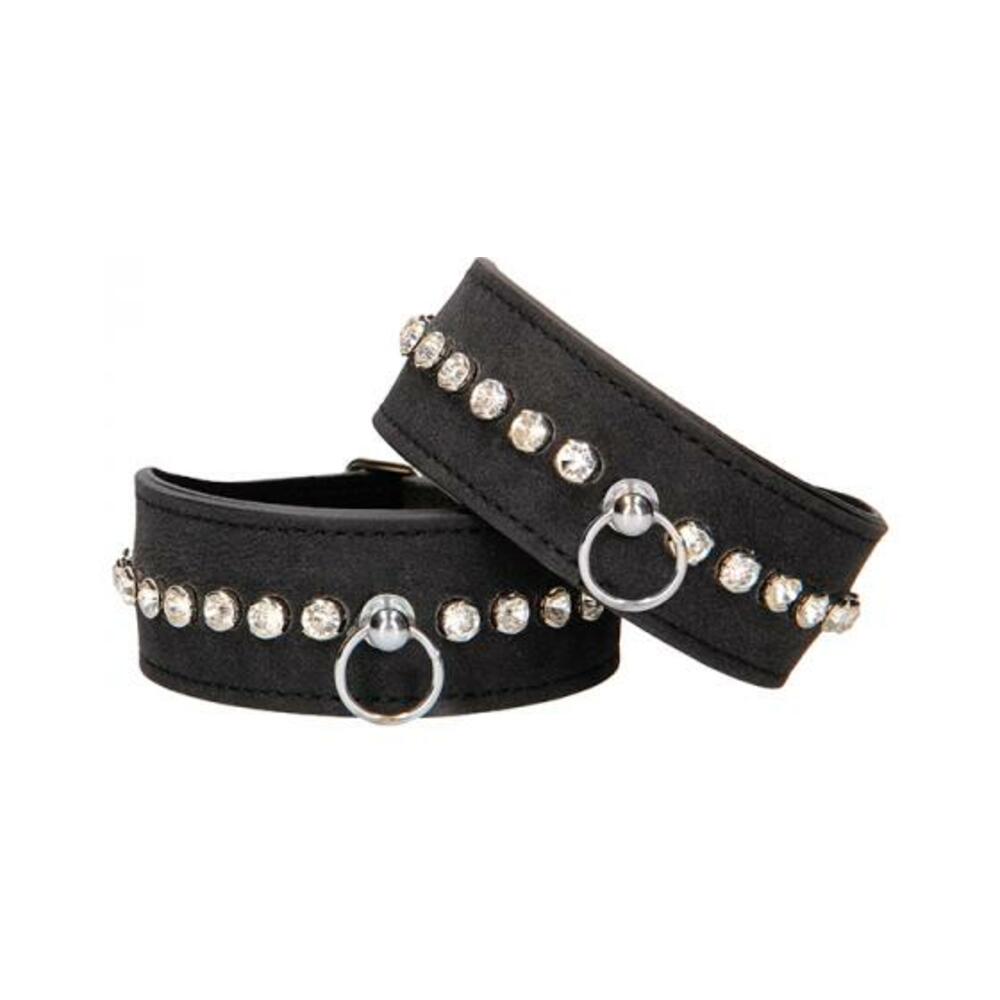 Ouch Diamond Studded Ankle Cuffs - Black-Shots-Sexual Toys®