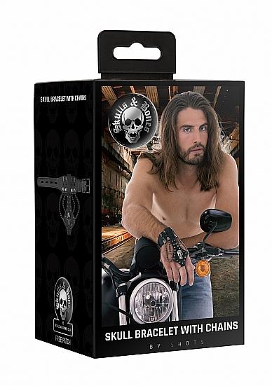 Ouch! Skulls &amp; Bones Bracelet With Skulls And Chains Black-Shots-Sexual Toys®