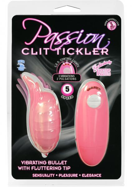 Passion Clit Tickler Vibrating Bullet With Fluttering Tip 5 Speed Waterproof Pink-blank-Sexual Toys®