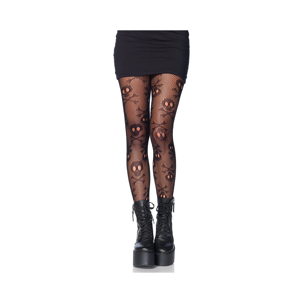 Pirate Booty Skull Net Pantyhose O/S Black-blank-Sexual Toys®