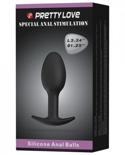 Pretty Love 3.34 inches Silicone Anal Plug with Ball Black-Pretty Love-Sexual Toys®